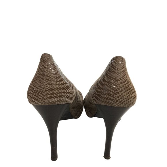 Moda Spana Womens Size 9M Brown Textured Design Peep Toe High Heel Shoes - Picture 3 of 7